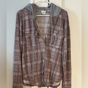 Modish Rebel button up hoodie shirt